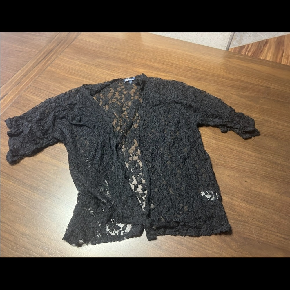 Freshman Black Lace Cardigan Sweater